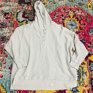 AERIE Oversized Ribbed Snap Hoodie Sage Green